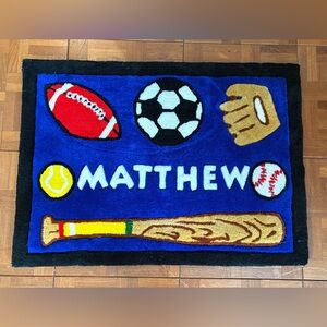 Sports Themed Blue Rug
